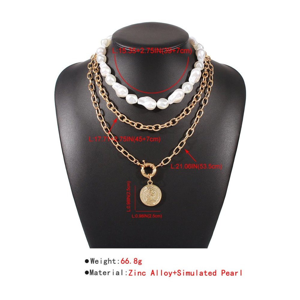 💕Last one Multi Layered Pearl Golden Necklace choker - Picture 2 of 9